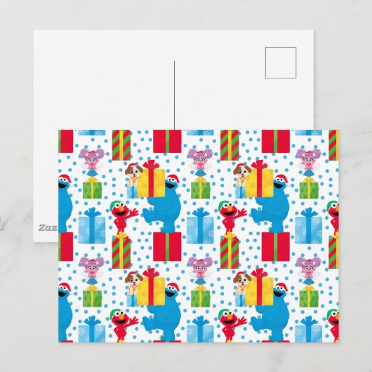 Sesamstraat kerstcadeautjes patroon briefkaart (Voorkant / Achterkant)