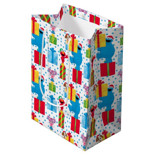 Sesamstraat kerstcadeautjes patroon medium cadeauzakje (Voorkant Gekanteld)