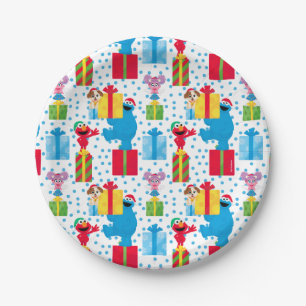 Sesamstraat kerstcadeautjes patroon papieren bordje