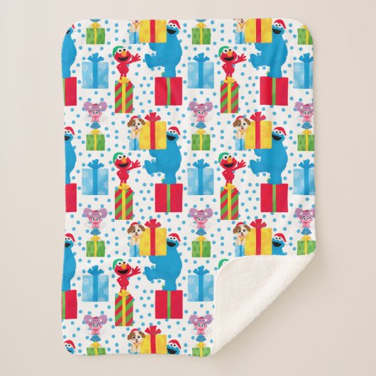 Sesamstraat kerstcadeautjes patroon sherpa deken (Voorkant)