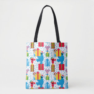 Sesamstraat kerstcadeautjes patroon tote bag
