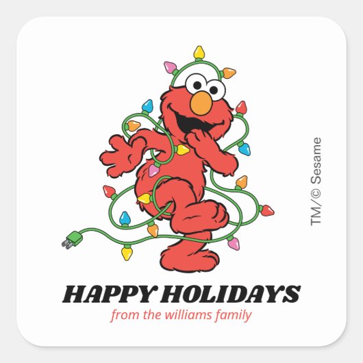 Sesamstraat | Kerstlampjes met Elmo-kerst Vierkante Sticker (Voorkant)