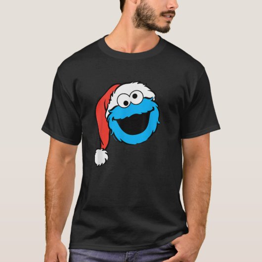 Sesamstraat Kerstman Hoed Cookie Monster F T-shirt (Voorkant)