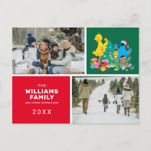 Sesamstraat Kerstmis Familie Foto Feestdagenkaart