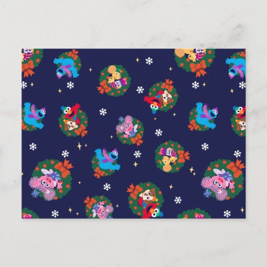 Sesamstraat Kerstmis - Grote Patroon Briefkaart (Voorkant)