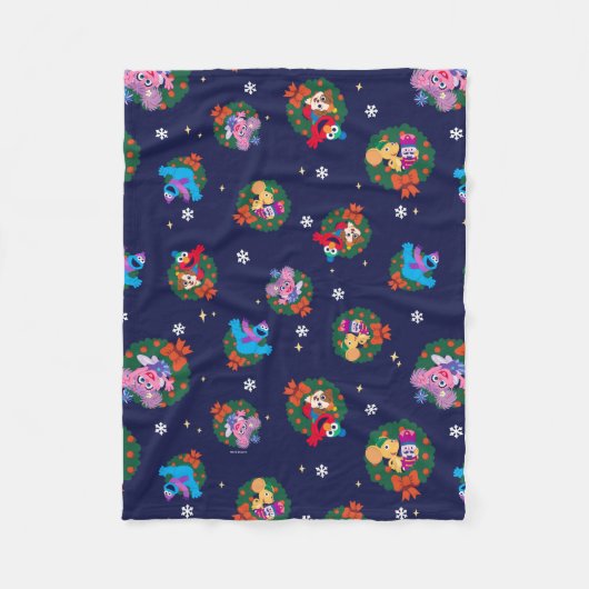 Sesamstraat Kerstmis - Grote Patroon Fleece Deken (Voorkant)