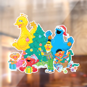 Sesamstraat Kerstmis Raamsticker
