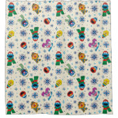 Sesamstraat Kerstmis Snowflake Patroon Douchegordijn (Voorkant)