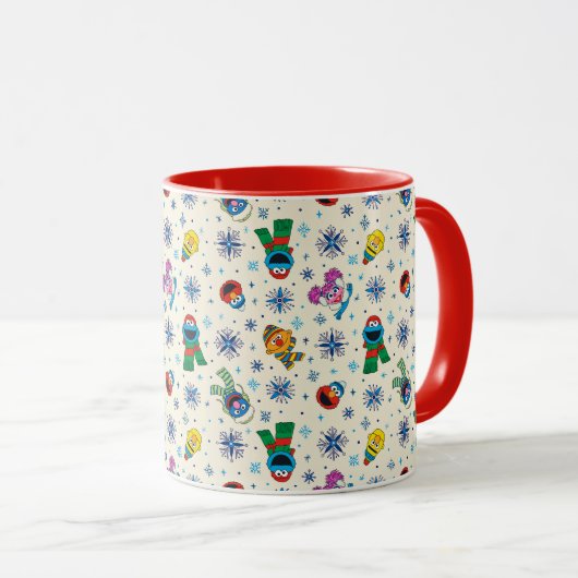 Sesamstraat Kerstmis Snowflake Patroon Mok (Voorkant rechts)