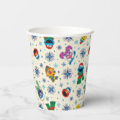 Sesamstraat Kerstmis Snowflake Patroon Papieren Bekers (Achterkant)