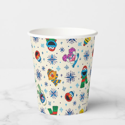 Sesamstraat Kerstmis Snowflake Patroon Papieren Bekers (Achterkant)