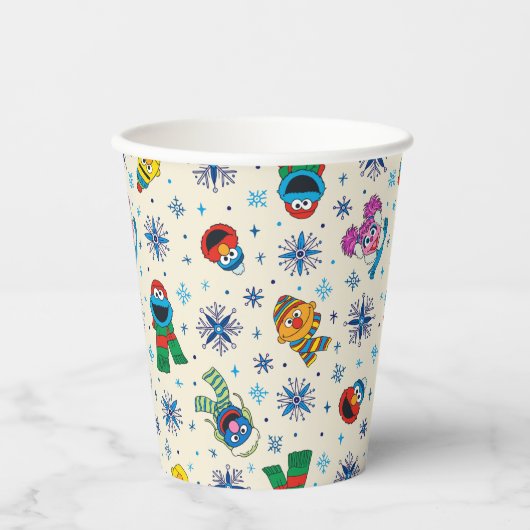 Sesamstraat Kerstmis Snowflake Patroon Papieren Bekers (Voorkant)