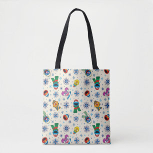 Sesamstraat Kerstmis Snowflake Patroon Tote Bag