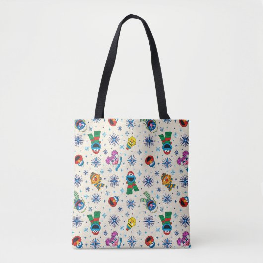 Sesamstraat Kerstmis Snowflake Patroon Tote Bag (Voorkant)