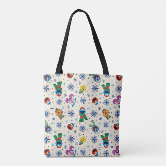 Sesamstraat Kerstmis Snowflake Patroon Tote Bag (Achterkant)