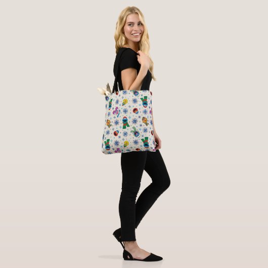 Sesamstraat Kerstmis Snowflake Patroon Tote Bag (Op model)