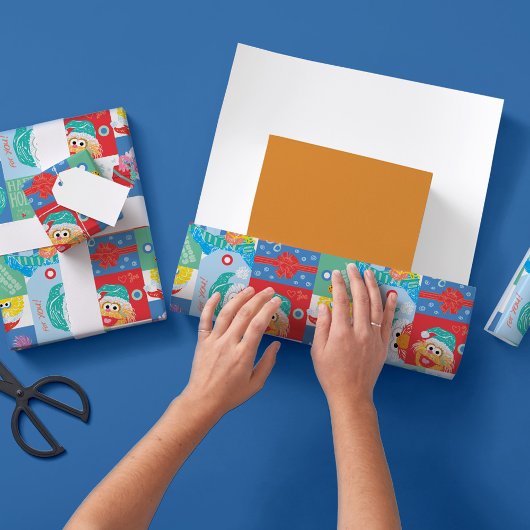 Sesamstraat kerstpatronen | Jouw namen toevoegen Cadeaupapier