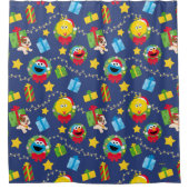 Sesamstraat kerstverlichting patroon douchegordijn (Voorkant)