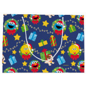 Sesamstraat kerstverlichting patroon groot cadeauzakje (Achterkant)