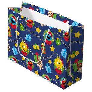Sesamstraat kerstverlichting patroon groot cadeauzakje