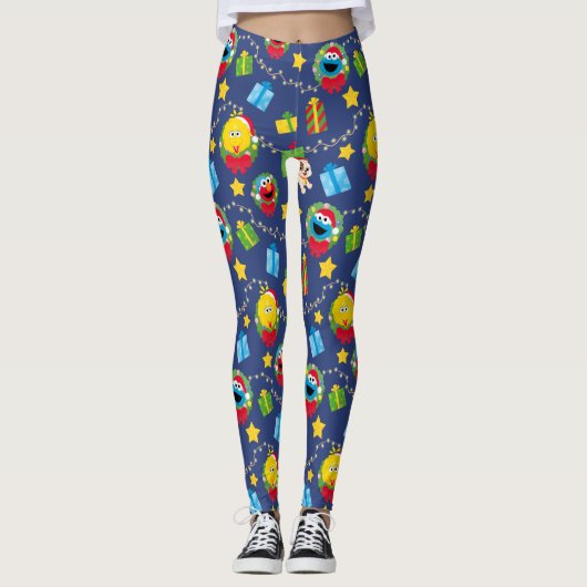 Sesamstraat kerstverlichting patroon leggings (Voorkant)