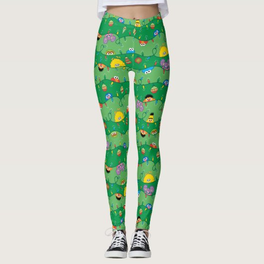 Sesamstraat kerstverlichting patroon leggings (Voorkant)