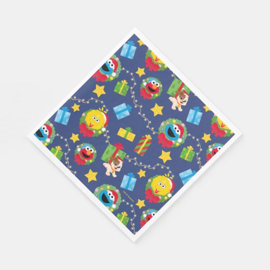 Sesamstraat kerstverlichting patroon servet (Hoek)