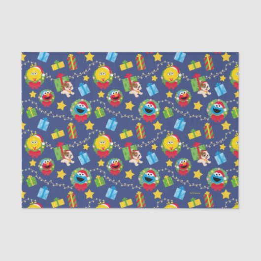 Sesamstraat kerstverlichting patroon tissuepapier (Voorkant)