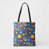 Sesamstraat kerstverlichting patroon tote bag (Voorkant)