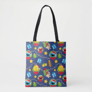 Sesamstraat kerstverlichting patroon tote bag