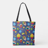 Sesamstraat kerstverlichting patroon tote bag (Achterkant)