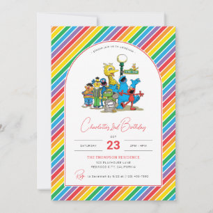 Sesamstraat kleurrijke regenboog verjaardag kaart