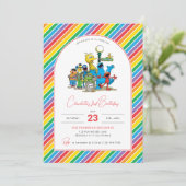 Sesamstraat kleurrijke regenboog verjaardag kaart (Staand voorkant)