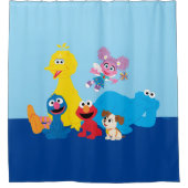 Sesamstraat | Kleurrijke Sesamstraat Vrienden Douchegordijn (Voorkant)