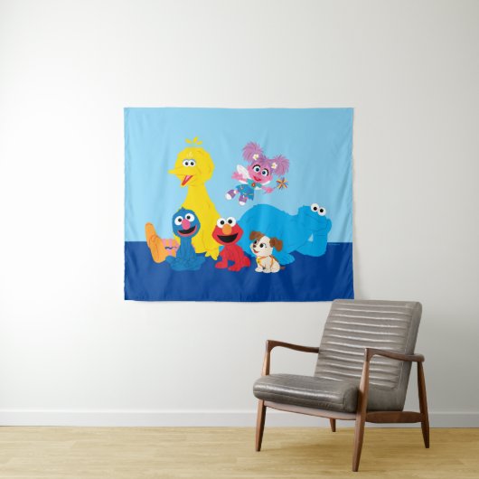 Sesamstraat | Kleurrijke Sesamstraat Vrienden Wandkleed (In Situ (horizontaal))