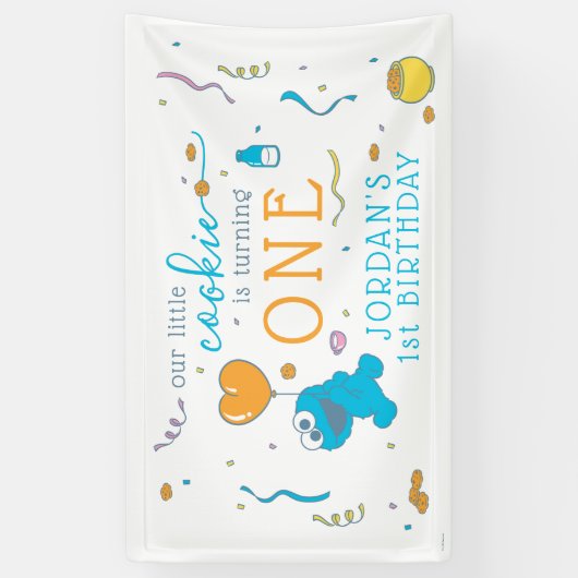 Sesamstraat | Koekjesmonster 1e verjaardag Spandoek (Verticaal)