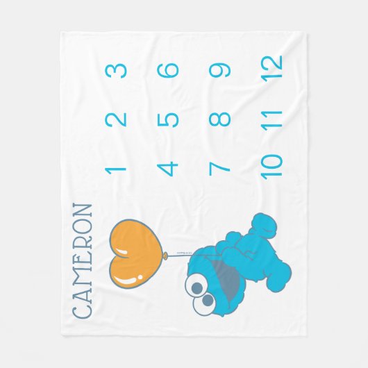 Sesamstraat Koekjesmonster Baby Milestone Fleece Deken (Voorkant)