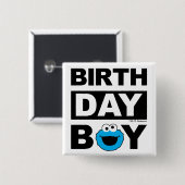 Sesamstraat | Koekjesmonster - Birthday Boy Vierkante Button 5,1 Cm (Voorkant /achterkant)