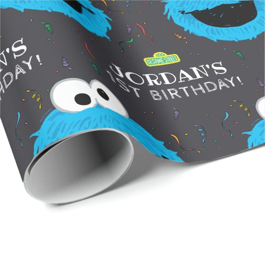 Sesamstraat | Koekjesmonster Birthday Chalkboard Cadeaupapier (Rol Hoek)