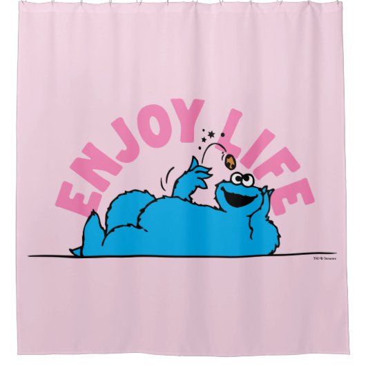 Sesamstraat | Koekjesmonster geniet van het leven Douchegordijn (Voorkant)