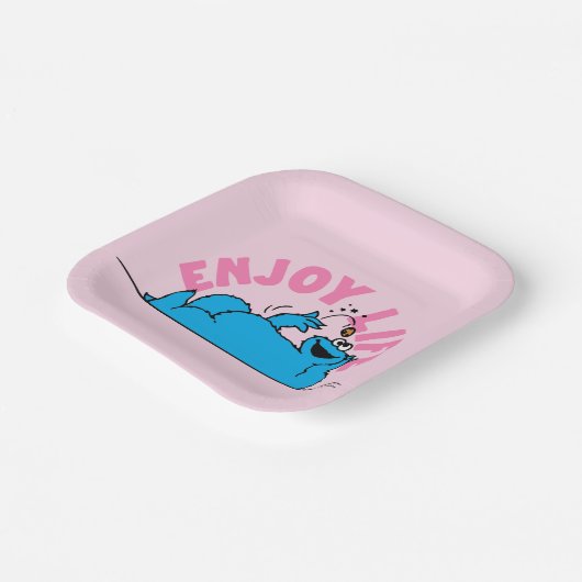 Sesamstraat | Koekjesmonster geniet van het leven Papieren Bordje (Gebogen)