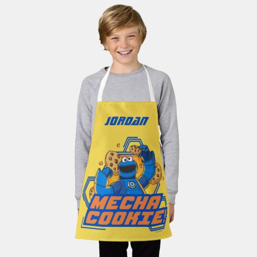 Sesamstraat | Koekjesmonster Mecha | Naam toevoege Schort (Gedragen)