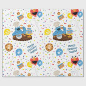 Sesamstraat Koekjesmonster Verjaardagstaart Patroo Cadeaupapier (Vlak)
