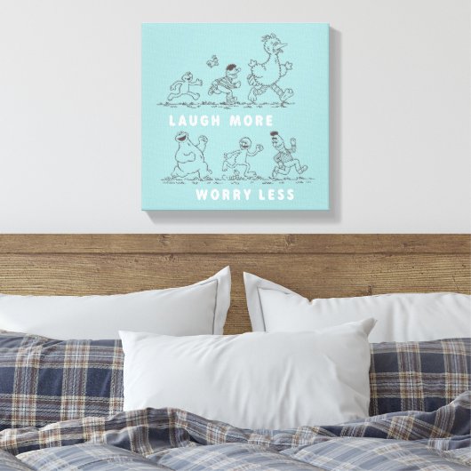 Sesamstraat | Lach meer zorgen minder Canvas Afdruk (Insitu (Slaapkamer))