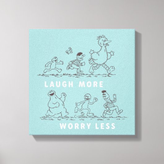 Sesamstraat | Lach meer zorgen minder Canvas Afdruk (Voorkant)