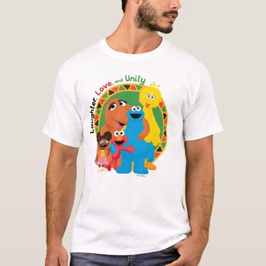 Sesamstraat | Lachen, liefde en eenheid T-shirt (Voorkant)
