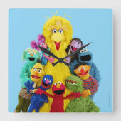 Sesamstraat | Leuk Kleurrijk Pals Portret Vierkante Klok (Voorkant)