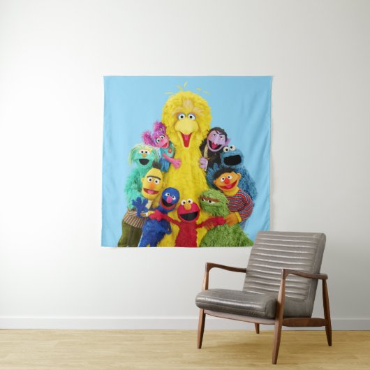 Sesamstraat | Leuk Kleurrijk Pals Portret Wandkleed (In situ)