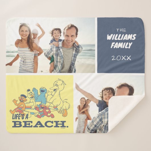 Sesamstraat | Life's A Beach | personaliseren Sherpa Deken (Voorkant (horizontaal))