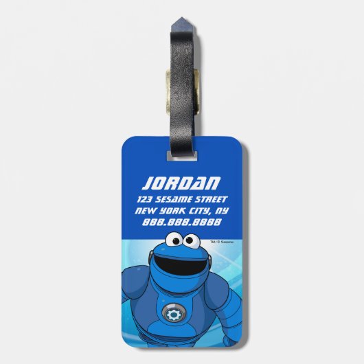 Sesamstraat | Mecha Builders Cookie in Action Bagagelabel (Achterkant verticaal)